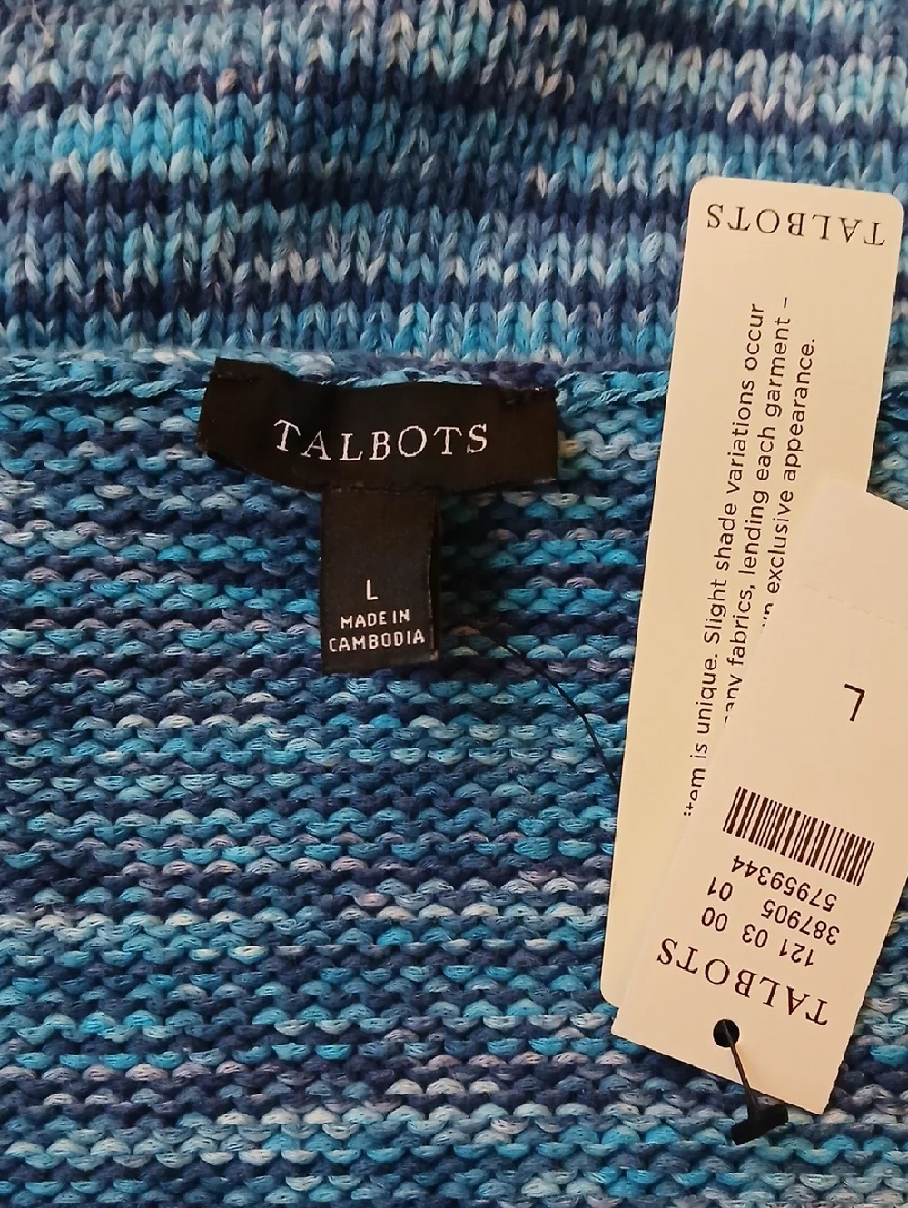 NWT Talbots Cotton Vneck Short Sleeved Warm Weather Sweater Size Large